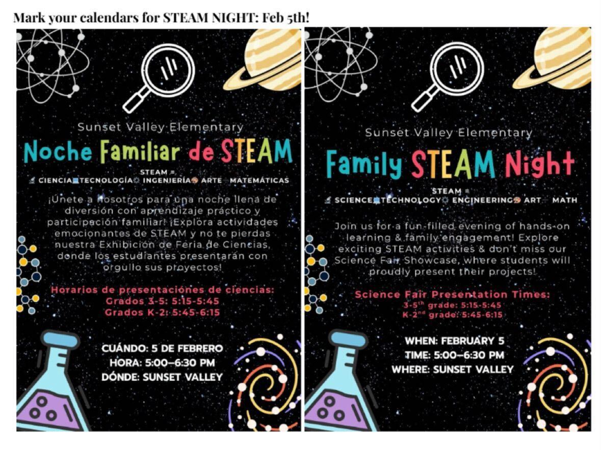 family STEAM night flyer