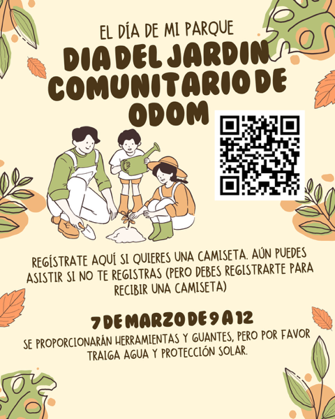 Folleto del Día del Jardín Comunitario de Odom en español
